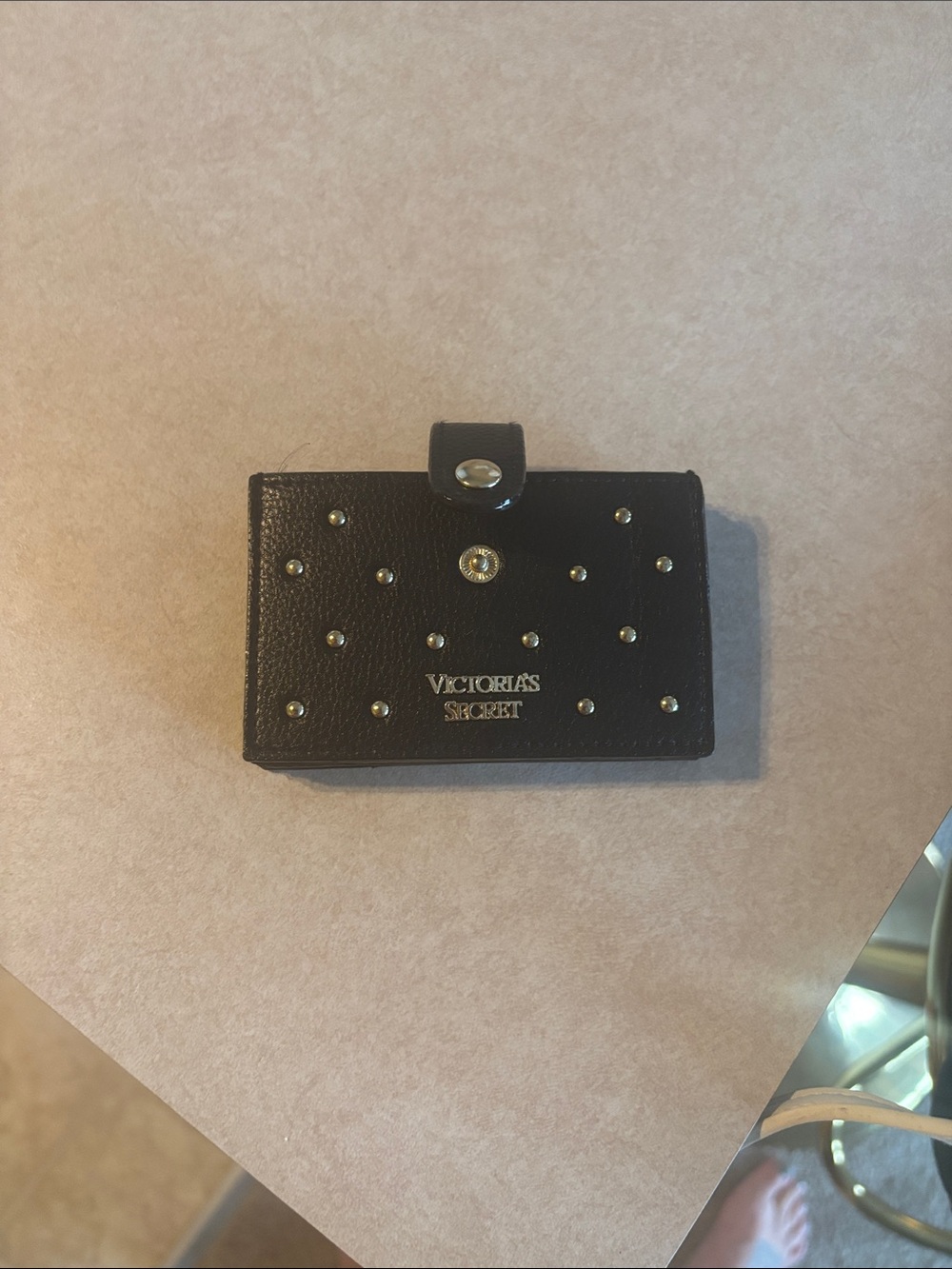 Victoria's Secret Black Card & Key Holder with Gold Studs